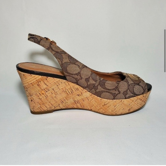 Preowned Coach Ferry Wedge sling back shoes size 8.5 - Picture 7 of 10
